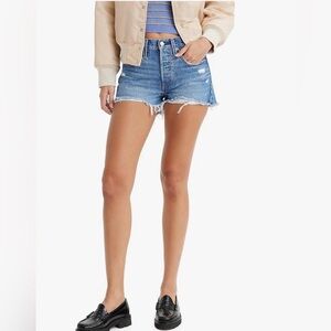 Levi's Women's 501 Original Shorts High Rise Size 29 (8) Distressed NWT